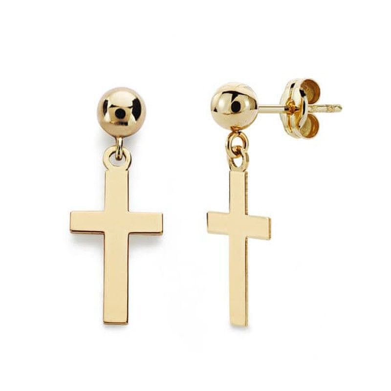 Pendientes Oro 18kts Cruz Lisa Bola 12X7mm 18640