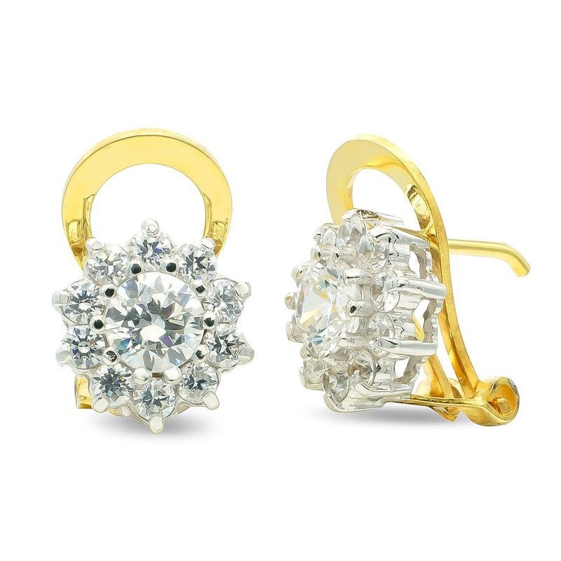 Pendientes Oro Bicolor 18kts Circonitas 10mm 7141-1CI