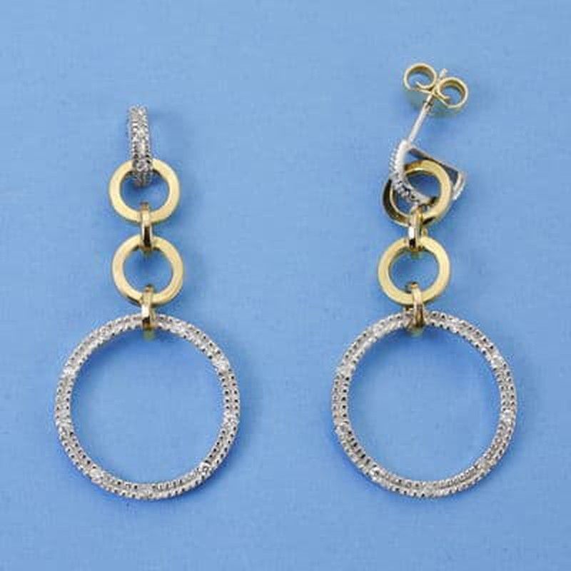 Pendientes Oro Bicolor 18kts Circulos 41X19mm 15298
