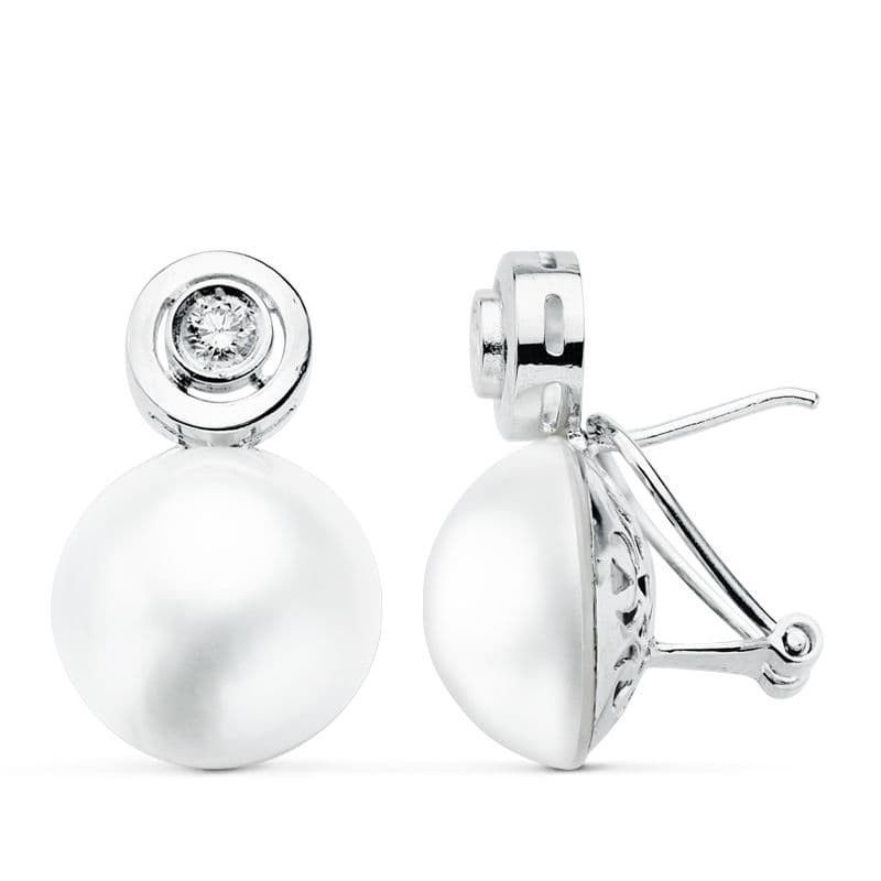 Pendientes Oro Blanco 18kts 15mm 10658 Perla