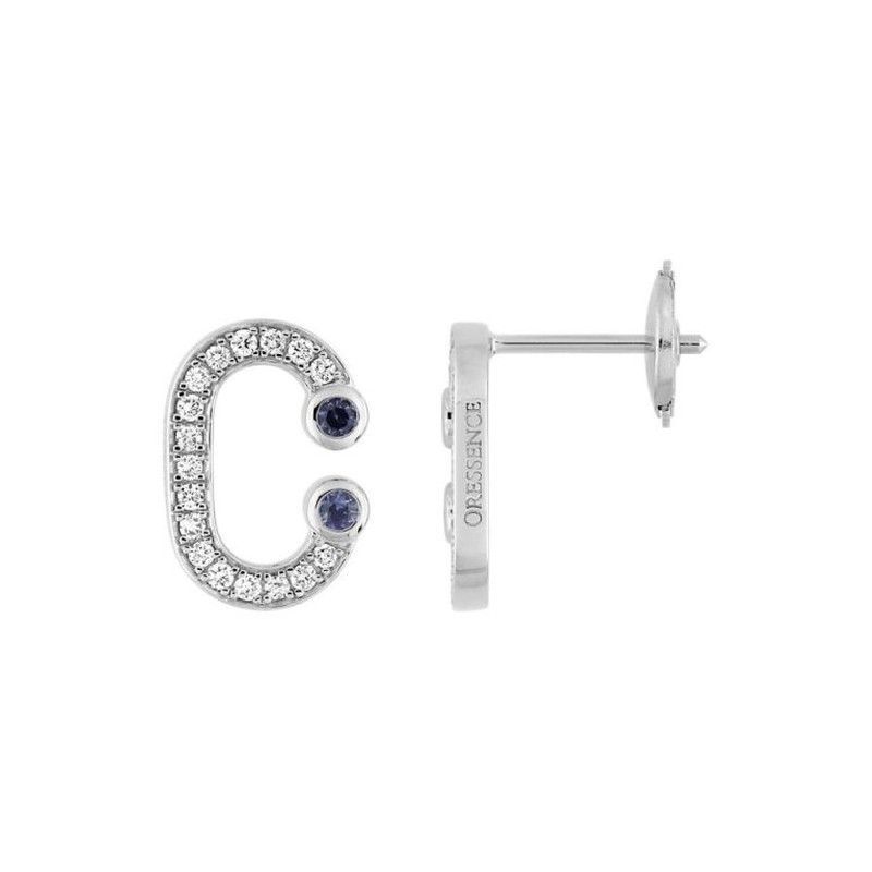 Pendientes Oro Blanco 18kts (18)2.5512.21 Lady C 0.13 Zafiro 0.18ct GH SI Diamantes