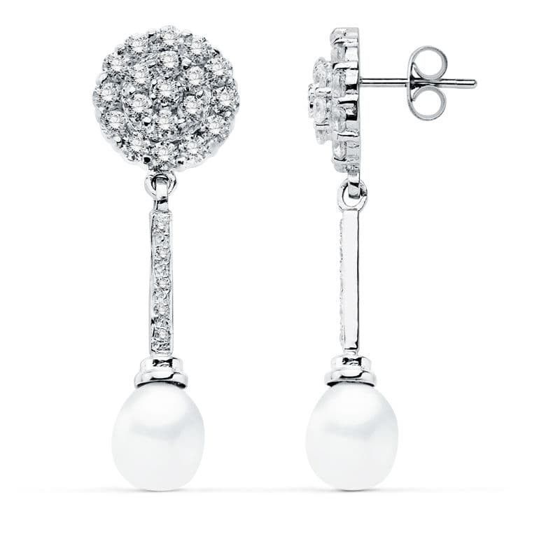 Pendientes Oro Blanco 18kts 39x12mm 15202 Perla