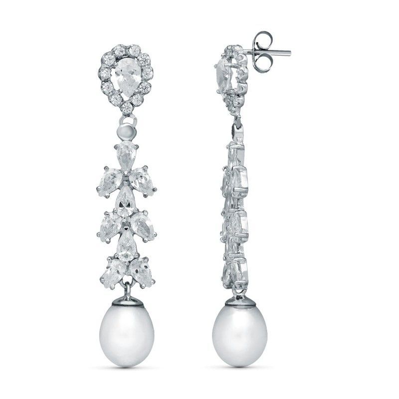 Pendientes Oro Blanco 18kts 47x8mm 20421-1 Perla