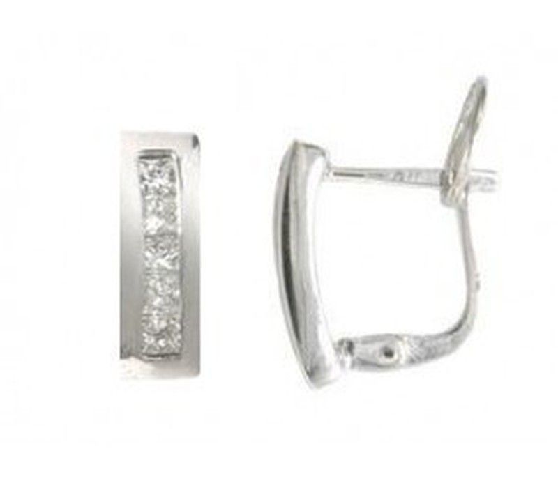 Pendientes Oro Blanco 18kts Diamantes Princesa 0.22 cts 024085