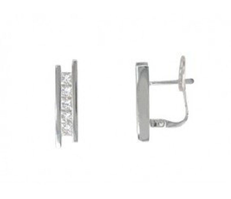 Pendientes Oro Blanco 18kts Diamantes Princesa 0.80 cts 023983