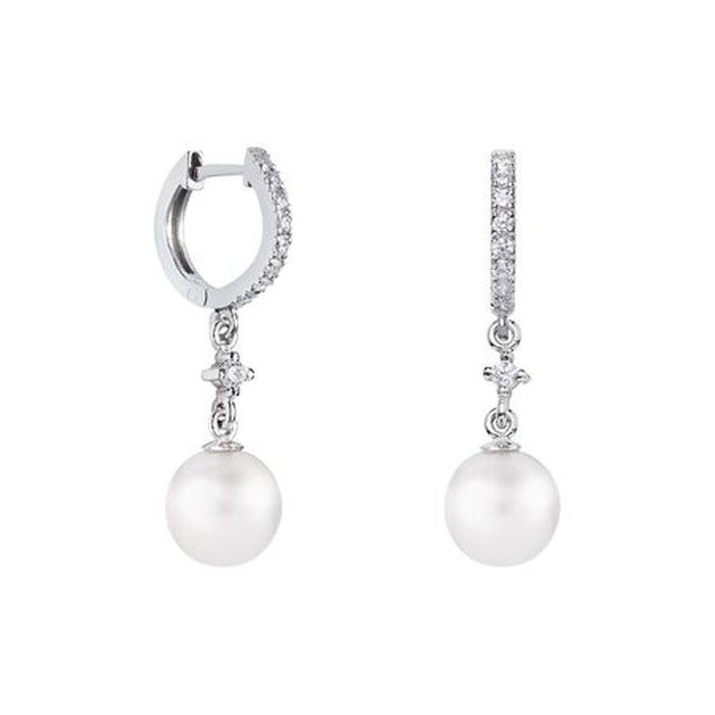 Pendientes Oro Blanco 18kts Esfera Argyor MRM 8mm (18)79B0401DD1 Diamantes Perlas