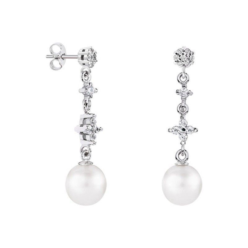 Pendientes Oro Blanco 18kts Esfera Argyor MRM 8mm (18)79B0604DD1 Perlas Diamantes