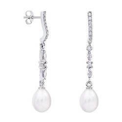 Pendientes Oro Blanco 18kts Lágrima Argyor MRM 8mm (18)79B0505DE1 Diamantes Perlas