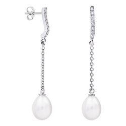 Pendientes Oro Blanco 18kts Lágrima Argyor MRM 8mm (18)79B0507TE1 Topacios Perlas