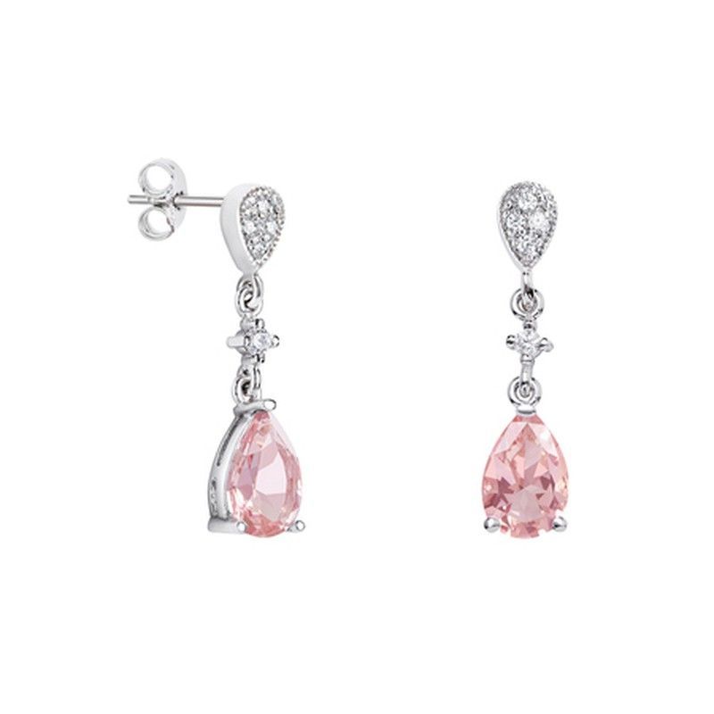 Pendientes Oro Blanco 18kts Lágrima Argyor MRM 9x6mm (18)79B0201DA3 Topacios Rosa Diamantes