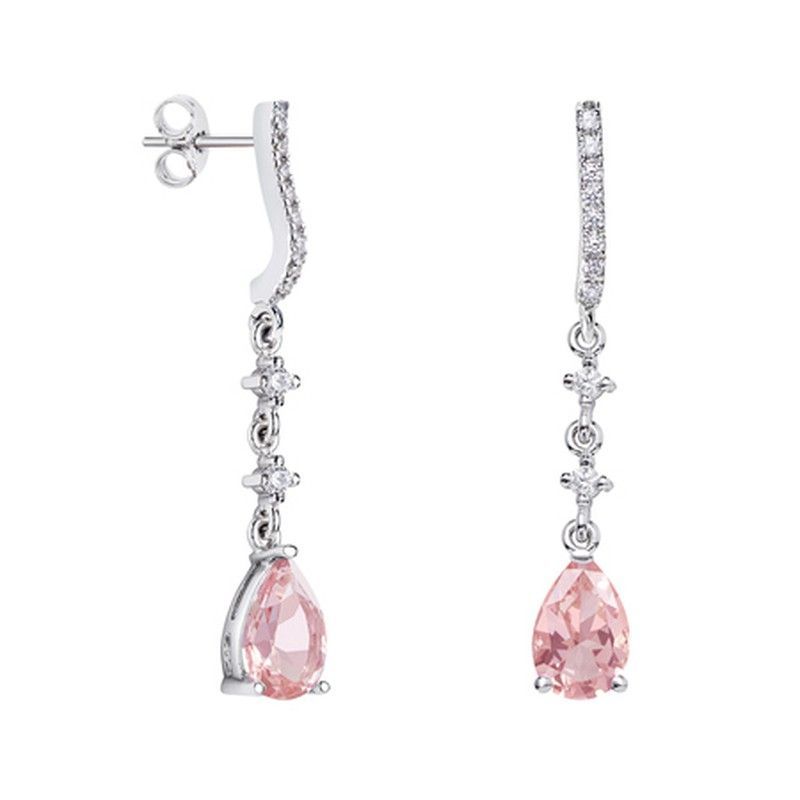Pendientes Oro Blanco 18kts Lágrima Argyor MRM 9x6mm (18)79B0502TA3 Topacios Rosa