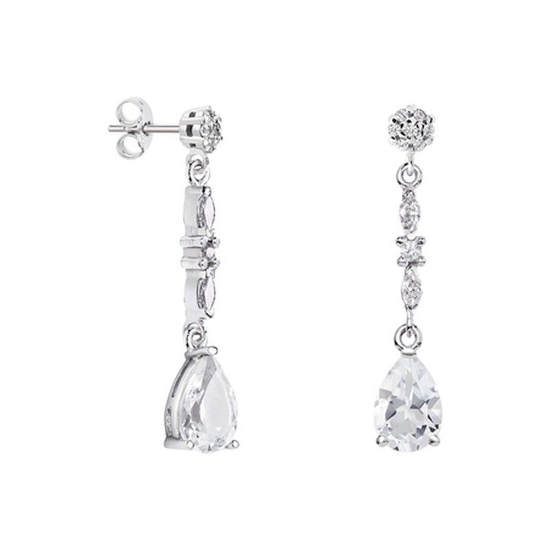 Pendientes Oro Blanco 18kts Lágrima Argyor MRM 9x6mm (18)79B0605TA1 Topacios Blanco Diamantes