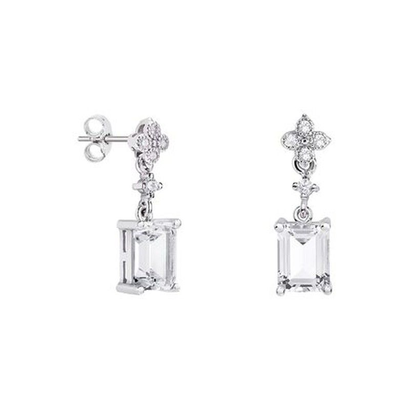 Pendientes Oro Blanco 18kts Rectangular Argyor MRM 8x6mm (18)79B0101DB1 Topacios Blanco Diamantes
