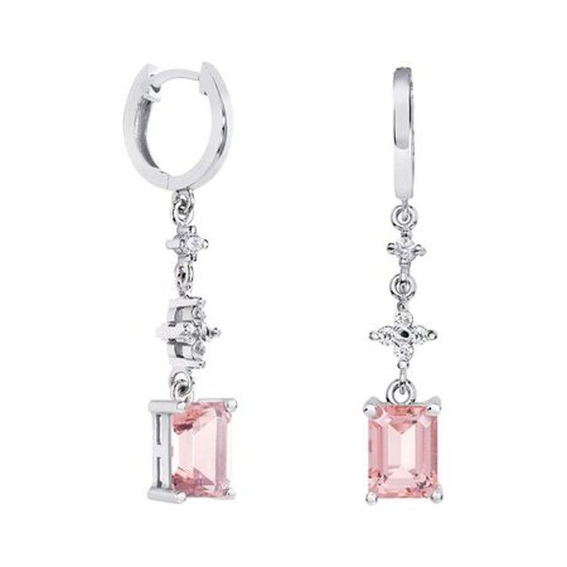 Pendientes Oro Blanco 18kts Rectangulo Argyor MRM 8x6mm (18)79B0304TB3 Topacios Rosa