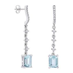 Pendientes Oro Blanco 18kts Rectangulo Argyor MRM 8x6mm (18)79B0503TB2 Topacios Azul Diamantes