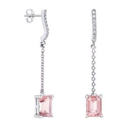Pendientes Oro Blanco 18kts Rectangulo Argyor MRM 8x6mm (18)79B0507DB3 Topacios Rosa Diamantes