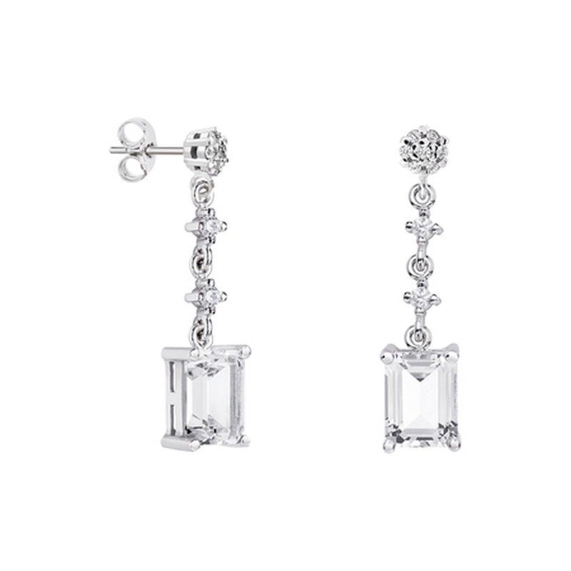 Pendientes Oro Blanco 18kts Rectangulo Argyor MRM 8x6mm (18)79B0602TB1 Topacios Blanco