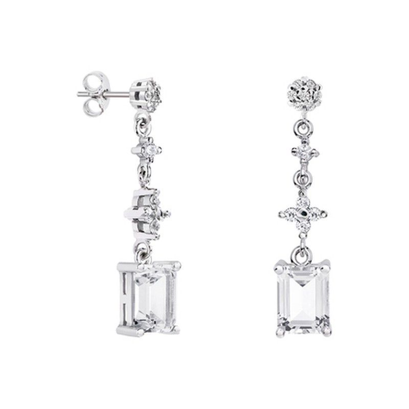 Pendientes Oro Blanco 18kts Rectangulo Argyor MRM 8x6mm (18)79B0604TB1 Topacios Blanco