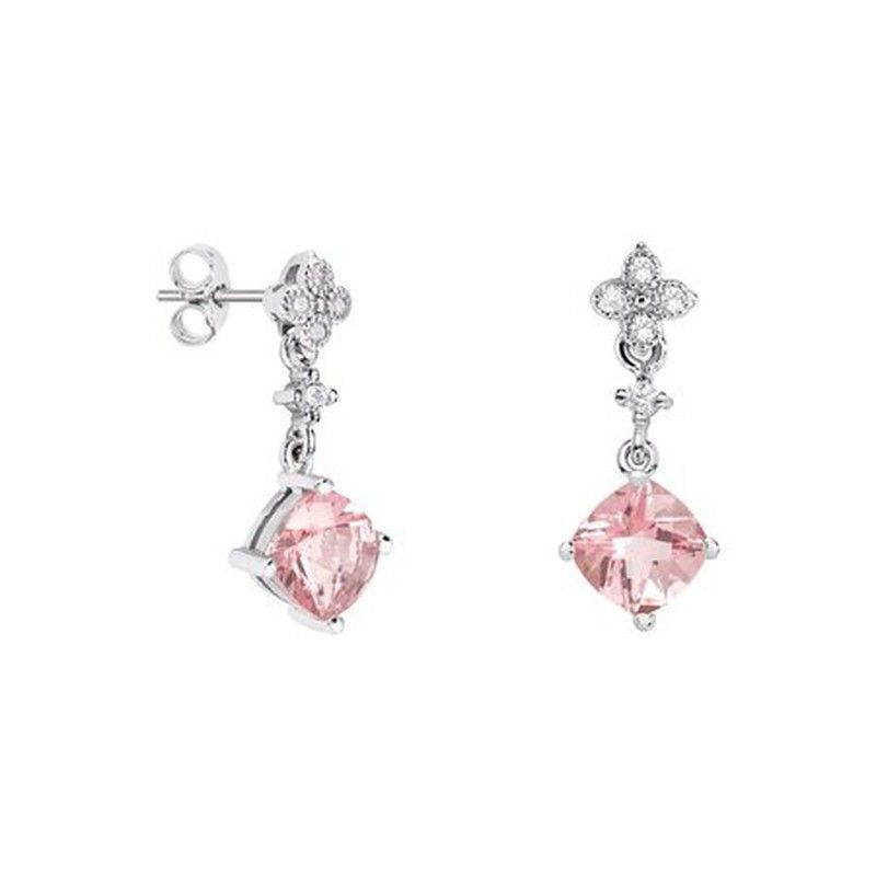 Pendientes Oro Blanco 18kts Rombo Argyor MRM 7x7mm (18)79B0101DC3 Diamantes Topacio Rosa