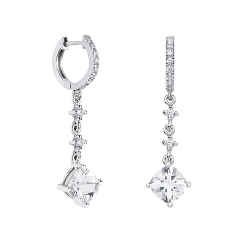 Pendientes Oro Blanco 18kts Rombo Argyor MRM 7x7mm (18)79B0402TC1 Topacios Blanco