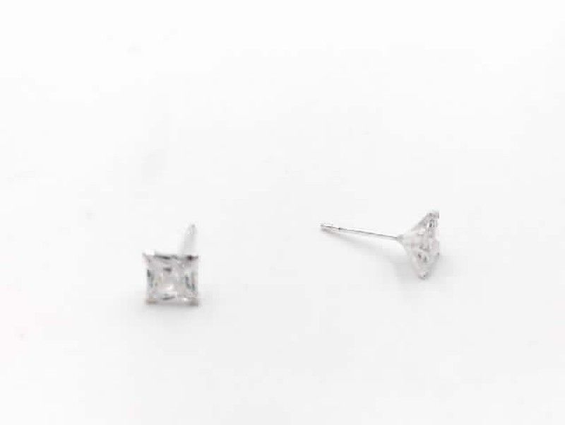 Pendientes pequeños plata  unisex rodiado  circonitas