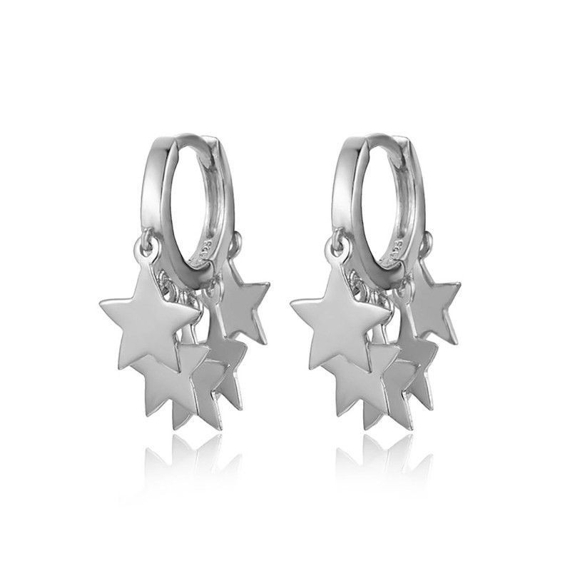 Pendientes Plata 18mm PE00655RH Aro 5 Estrellas
