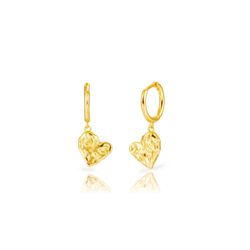 Pendientes Plata Dorada 11mm PEL1348DO Aro Colgante Corazón