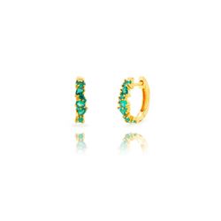 Pendientes Plata Dorada 14mm PEZ1656DOZV Aro Circonitas Verdes
