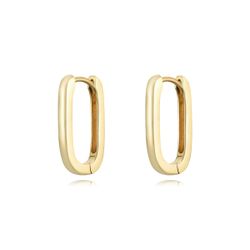 Pendientes Plata Dorada 19mm PEL1178DO Aro Rectangular