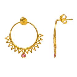 Pendientes Plata Dorada 27mm PEZ0402DORU Circonitas-Rubí