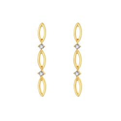 Pendientes Plata Dorada 30mm PEZ1489DO Triple Marquesa Circonitas