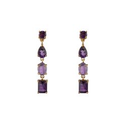 Pendientes Plata Dorada 35mm PEM0311DOAM Colgante Minerales Amatista