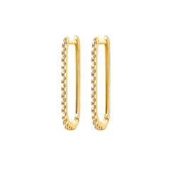 Pendientes Plata Dorada 40mm PEZ1514DOXX40 Aro Rectángulo Circonitas