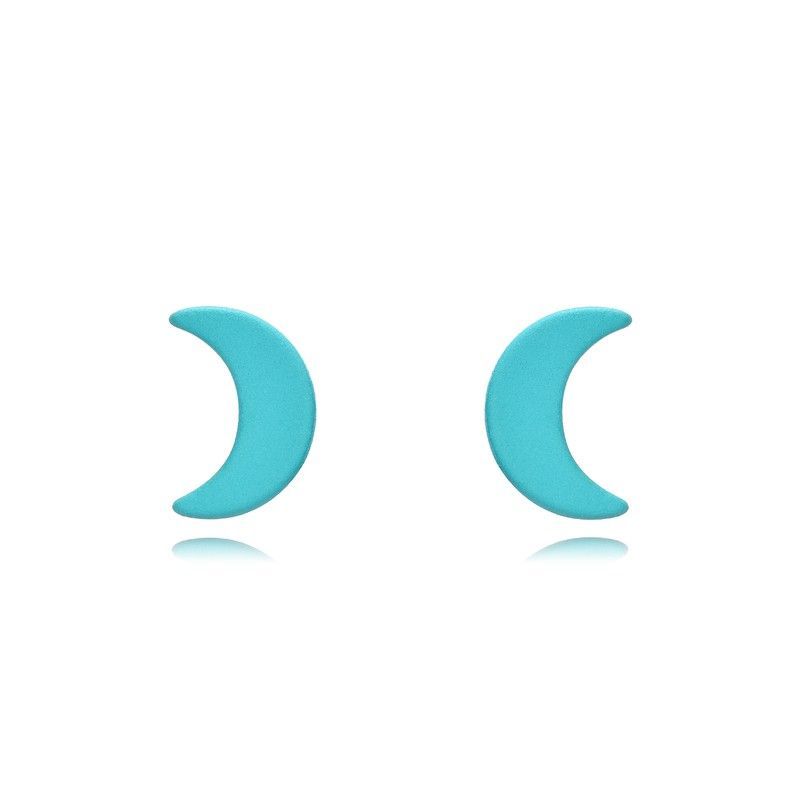 Pendientes Plata Dorada 4x6mm PEL1123DOET Luna Enamel