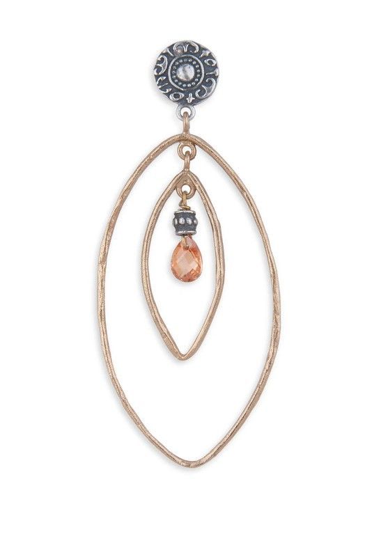 Pendientes PLATADEPALO de Plata 925, bronce y cuarzo fumé Dayen. WE192X