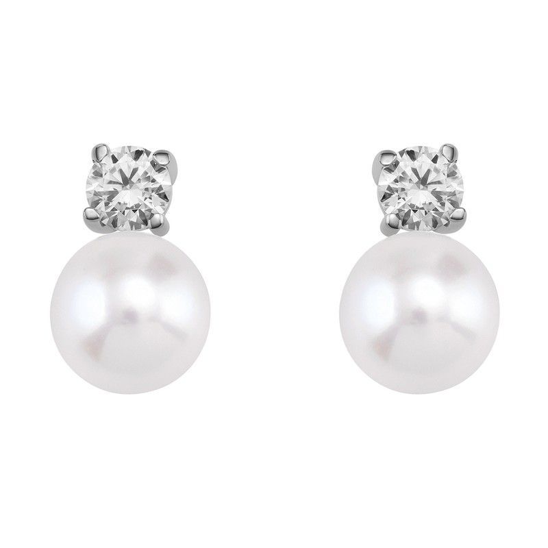 Pendientes Platino Argyor MRM 8mm (PT)75B0101P-8mm Diamantes Perlas