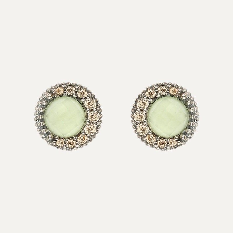 Pendientes SUNFIELD Zinnia mini Cuarzo Verde. PE064790/34