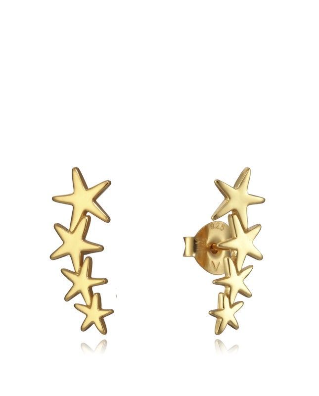 Pendientes Viceroy Mujer Plata Dorado Trepadora Estrellas 5065E100-08