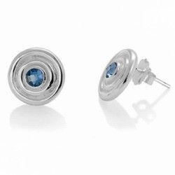 Pendientes vidal & vidal  mujer rodiado con cristal azul