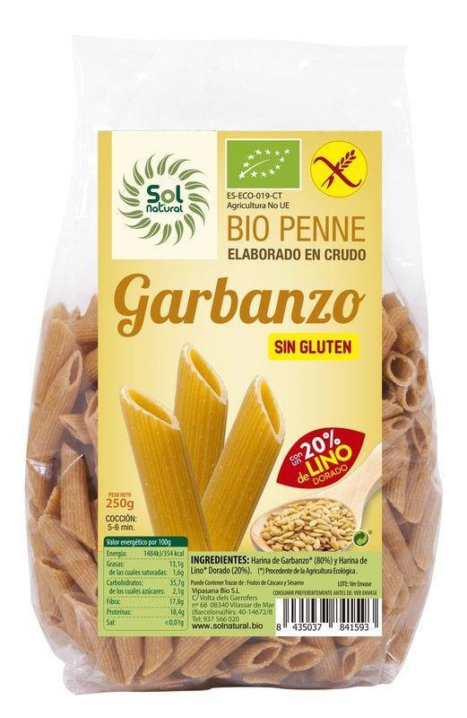 Penne De Garbanzo Con Lino Bio S/Gluten 250 G