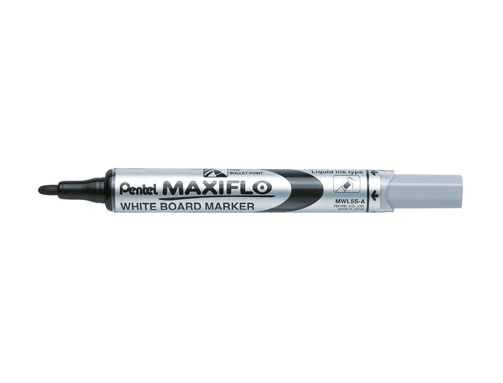 PENTEL MAXIFLO MWL-5S Marcador pizarra blanca Punta cónica (apto también cerámica y papel) negro MWL5S-A