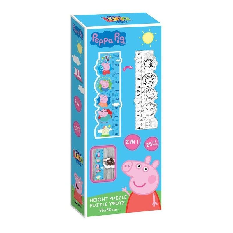 Peppa Pig Puzzle Medidor de Altura 25 piezas 95 x 30 cm