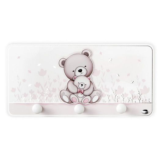 Percha Madera 37x18cm LS605RA Rosa Osos