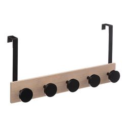 Percha P/Puerta Madera 5 Pomos Negro