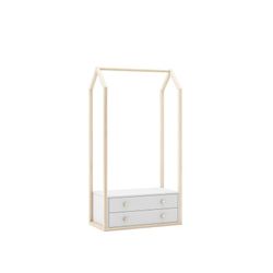 Perchero, 80 x 40 x 170 cm, de madera de pino en blanco y natural  | Colección Esteban