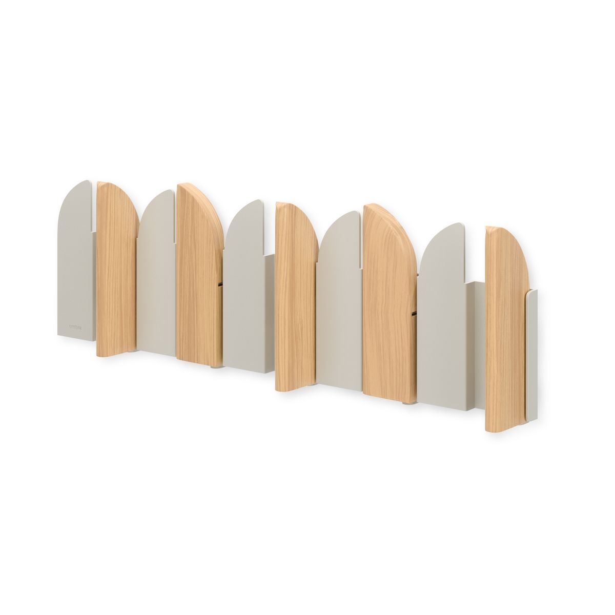 Perchero de pared con 5 ganchos de madera de haya en arena, 43 x 2 x 14 cm | Saloon
