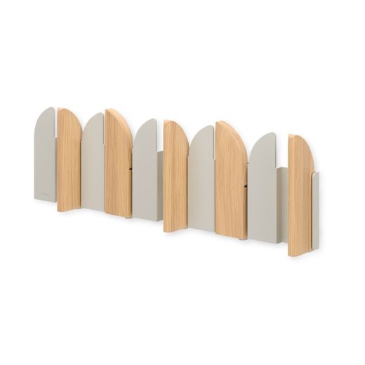Perchero de pared con 5 ganchos de madera de haya en arena, 43 x 2 x 14 cm | Saloon