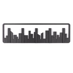 Perchero de pared SKYLINE MULTI HOOK Negro de 5 ganchos, 50x15x3 cm