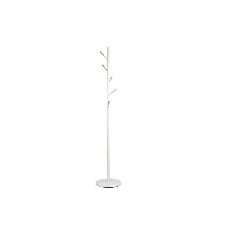Perchero de pie de madera en blanco 5 perchas, Ø28,5x174 cm