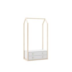 Perchero de pino en blanco y natural, 80 x 40 x 170 cm | Esteban